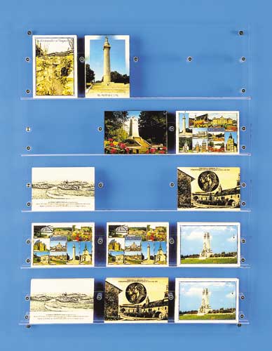 Présentoir mural transparent pour cartes postales