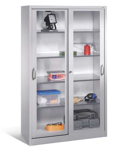 Armoire avec porte coulissante vitrée